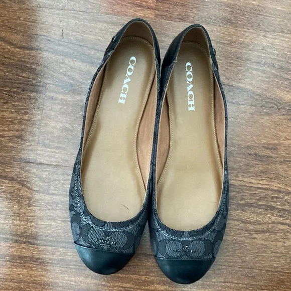 Coach Women's Black and Gray Patterned Flats Sz 9.5 - Picture 2 of 7